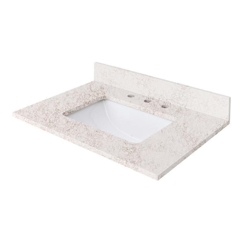 31'' Quartz Single Bathroom Vanity Top with Sink, Alluring