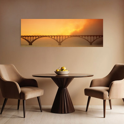Coucher de soleil brouillard et autoroute 101, art contemporain de coucher de soleil sur l'océan