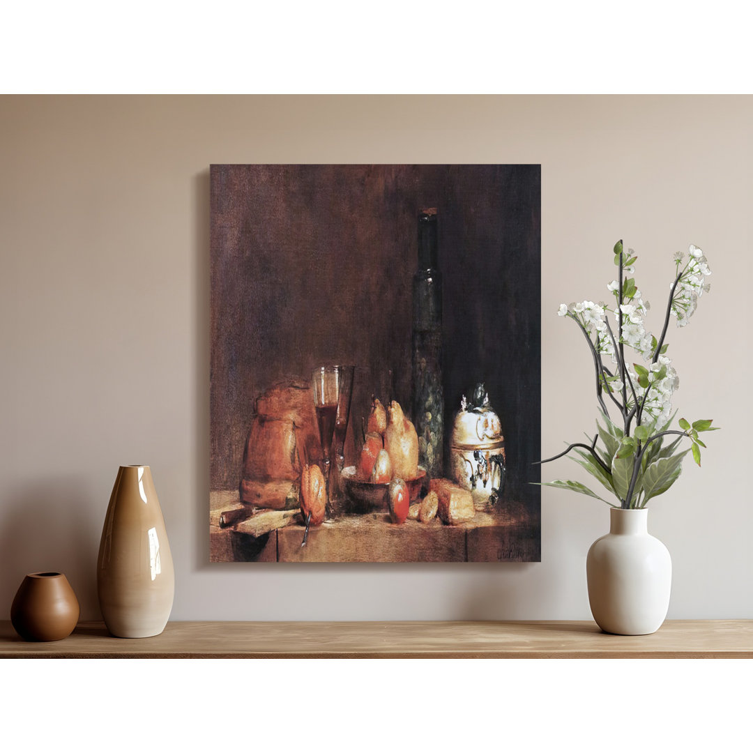 Chardin Still Life Canvas Wall Art, Gallery Wrapped, Ready to Hang, Archival Quality, Classic Art, Fruit, Wine, Modern DvÉ¬©cor