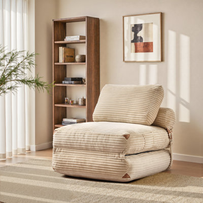 Nathasa Bean Bag Soft Sleeper Chair With Pillow, Foldable Mattress With Back Support