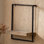 Étagère de rangement murale à 2 niveaux 15,7 L x 5,9 l x 17,7 H style industriel bois de fer et de sapin noir de jais