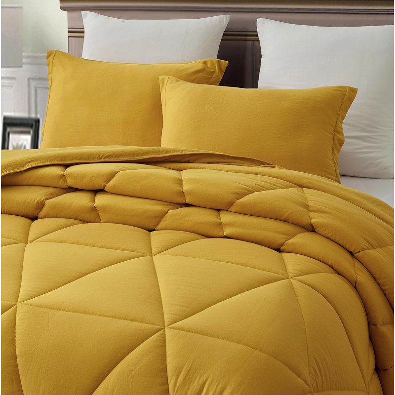 Mustard Yellow Full Size Microfiber Comforter Set