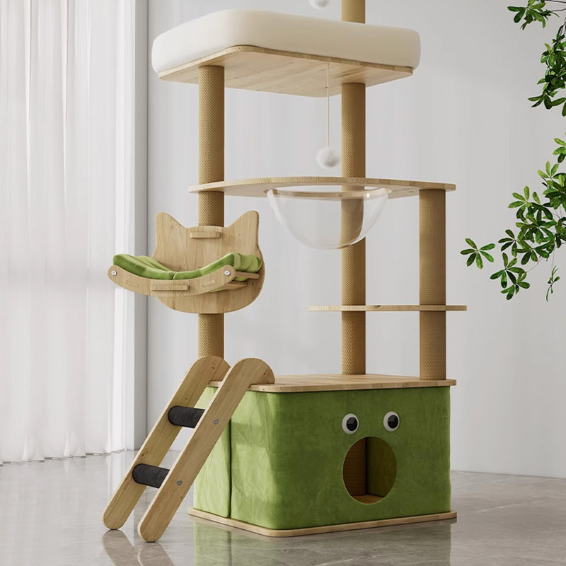 4 Tiers Cat Tree with Condons,Perch,Scratching Posts, 64.96" H x 15.75" W x 21.65" L