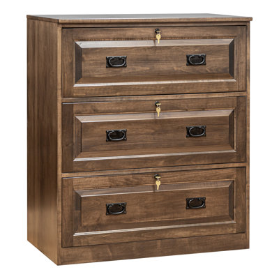 Traditional 3-drawer Brown Maple Lateral Filing Cabinet by Red Barrel Studio
