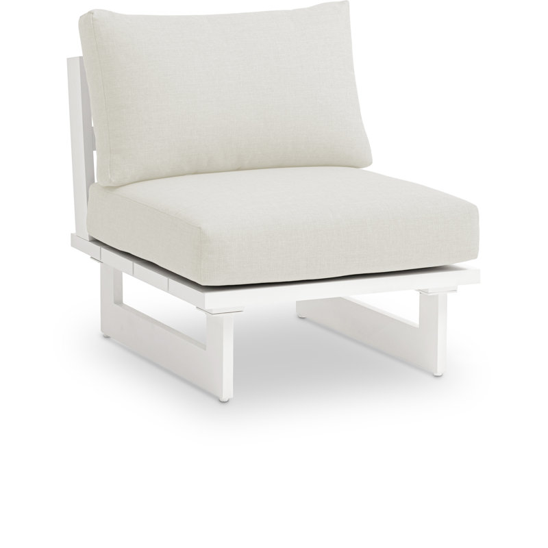 Chaise de patio avec coussins Hubery, Crème, Gris foncé