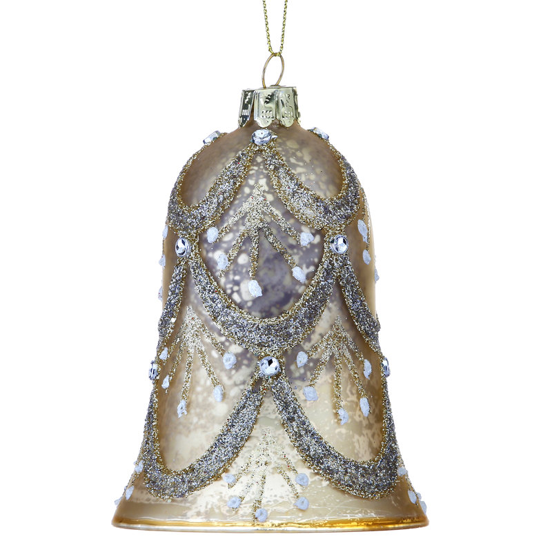 4'' Glass Hanging Figurine Ornament, Antique Gold