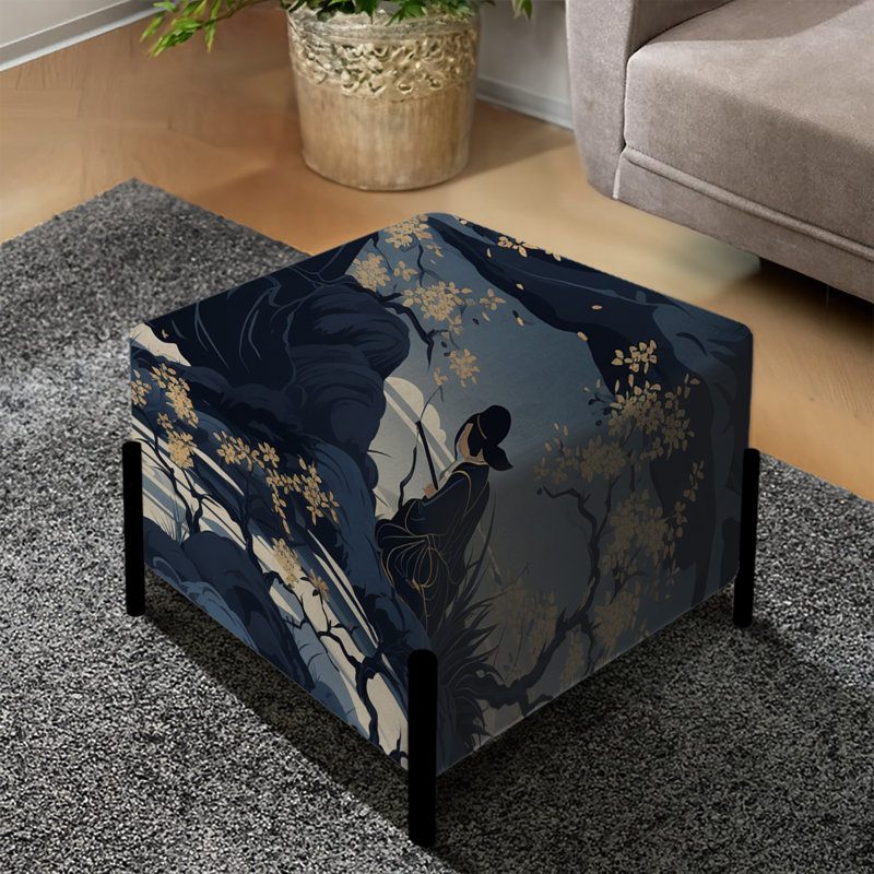Silhouettes de Samouraï bleu du Japon - Repose-pieds carré japonais