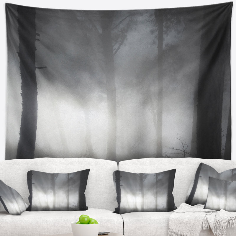 Forêt en polyester dans un tapisserie de brume d’automne lourd avec accessoires suspendus inclus, H 50 po x l 60 po