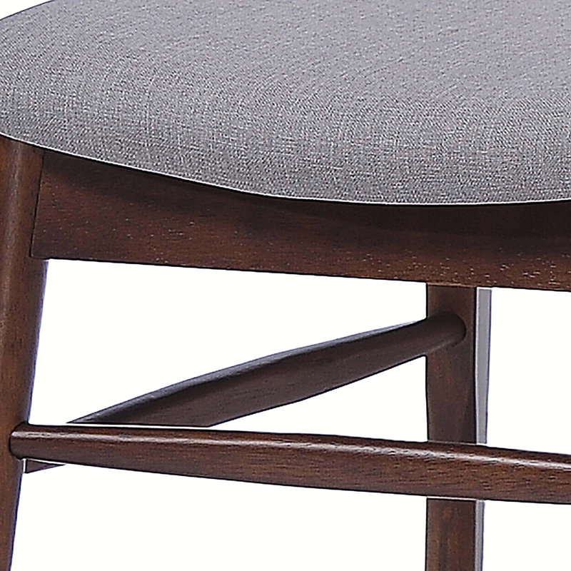 Chaise de salle à manger rembourrée avec structure en bois d'hévéa, ensemble de 2, Gris clair, Noyer