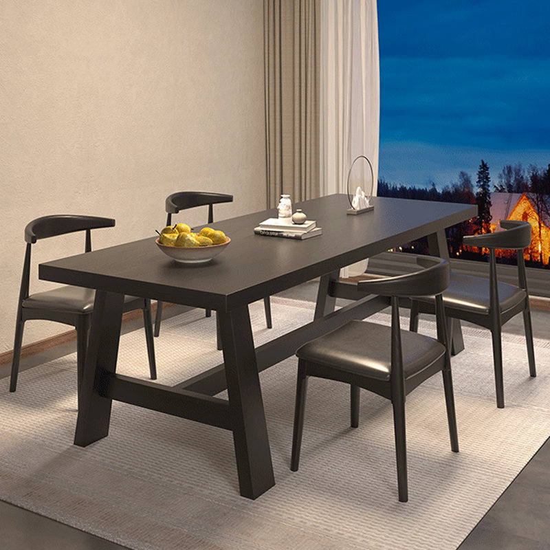 Martravius 6 - Person Pine Solid Wood Solid Wood Top Trestle Dining Set, 29.53"H x 78.74"L x 31.5"W