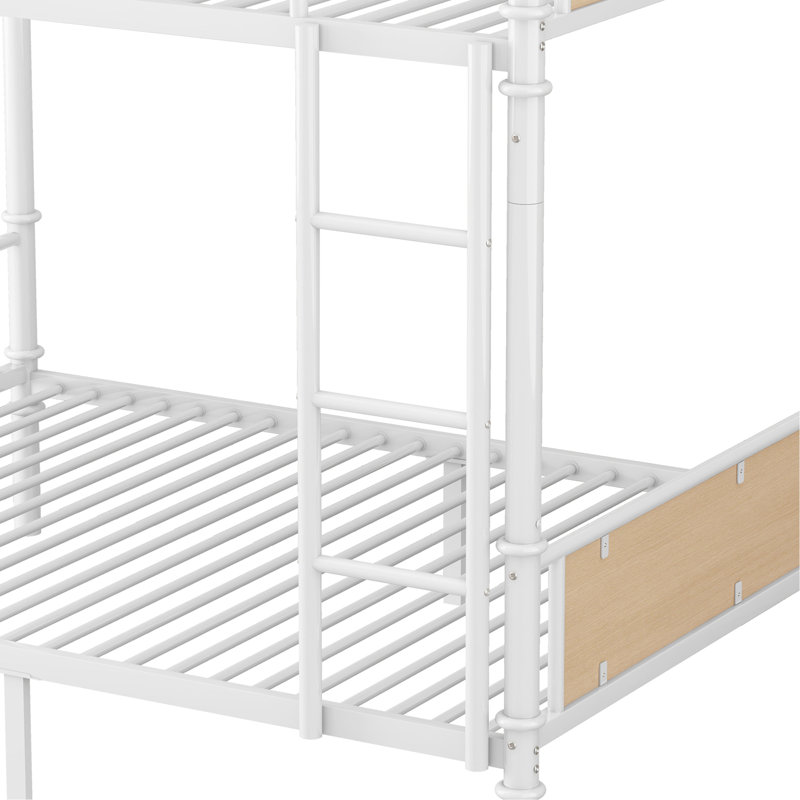 Lit superposé simple TG au-dessus de simple TG, lits superposés détachables industriels avec garde-corps pour adolescents, blanc