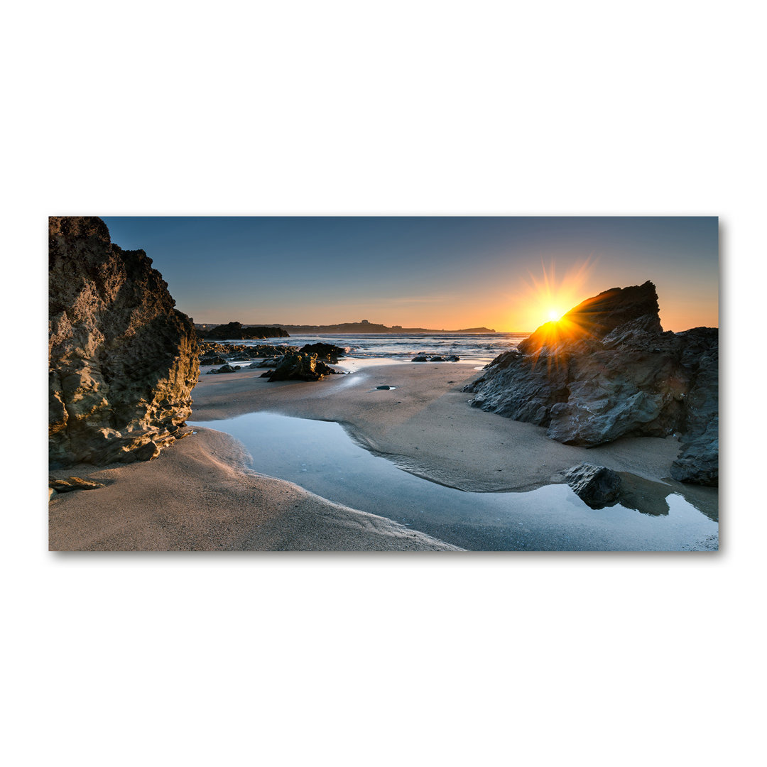 Leinwanddruck - Wandkunst - Drucke auf Leinwand - 140X70 Bild Bildthema: Felsen Auf Leinwand Der Strand