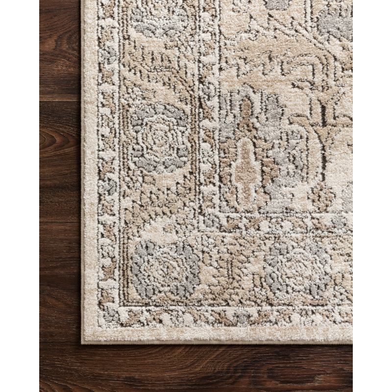 Tapis oriental ivoire / sable Sagefield, Carré 1 pi 6 po x 1 pi 6 po