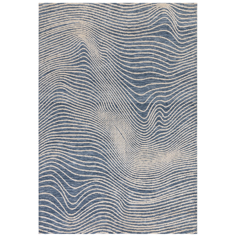 Clemones Swirl Blue Area Rug, Rectangle 200 x 290 cm