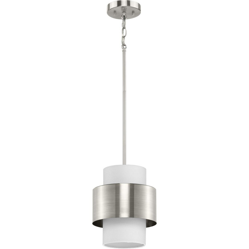 Luminaire suspendu cylindrique à 1 lumière Wathen, Nickel brossé