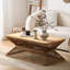 Table basse de style Mid-Century moderne, table d'appoint rectangulaire en bois tissé de 43,3 po avec base en bambou tissé - Table basse Boho
