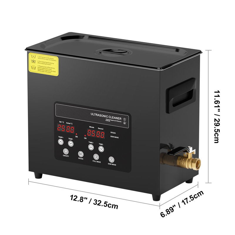 Nettoyeur ultrasonique numérique 6L avec chaufferette et minuterie, machine de nettoyage industriel en acier inoxydable 40kHz pour bijoux, outils et retenues