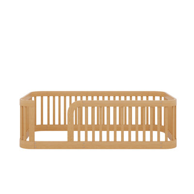 Trendy Twin Wood Floor Bed Frame With Chic Fence Detailing