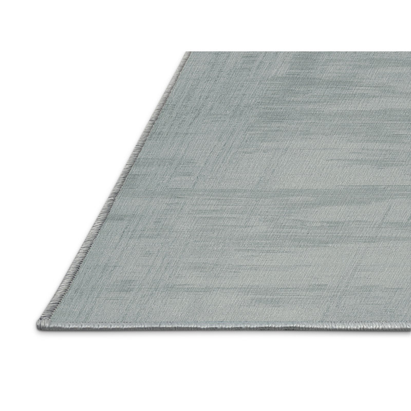 Machine Washable Abstract Blue Area Rug, Round 4'