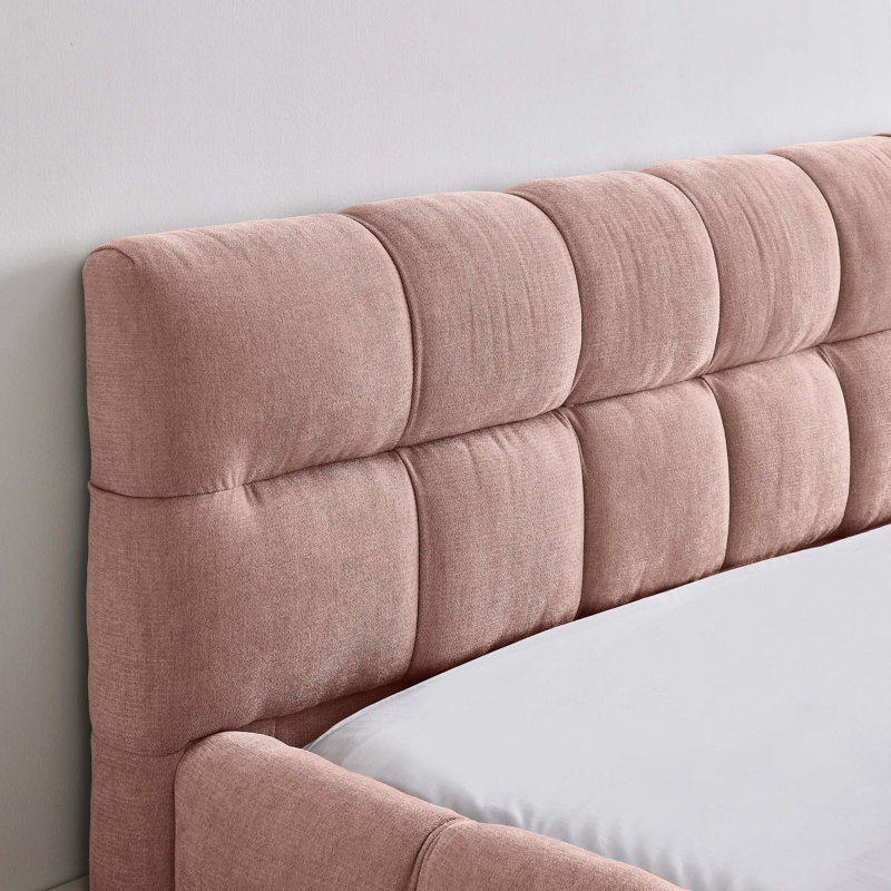 Upholstered Bed Frame With Thick Fabric,Chenille Fabric Grounded Platform Bed With Headboard And Solid Frame,No Box Spring Needed