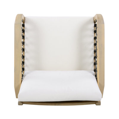 Fauteuil club d'extérieur en bois d'acacia avec corde tissée à la main, ensemble de 2 finitions