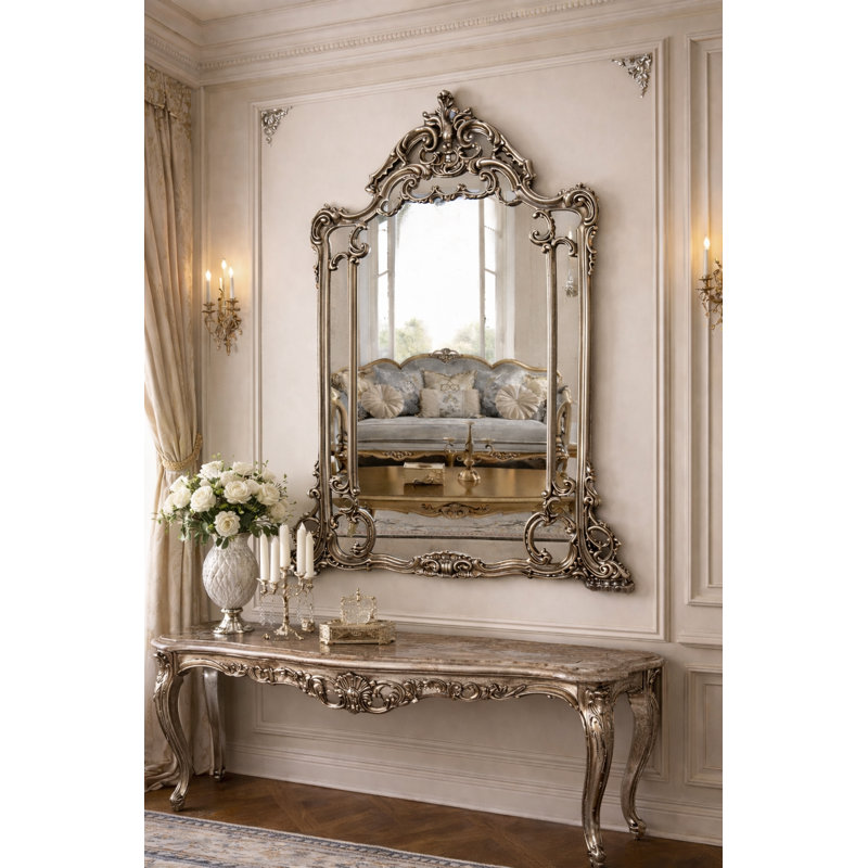 Antique Gold Resin-framed Mirror, Silver