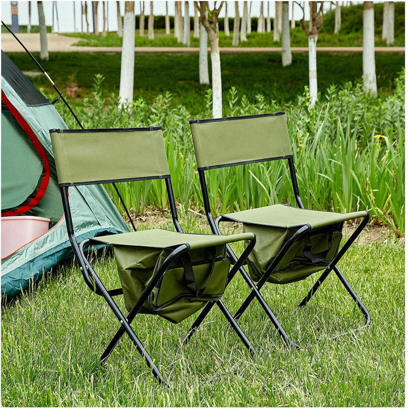 2-piece Folding Outdoor Chair with Storage Bag, Portable Chair for indoor, Outdoor Camping, Picnics and Fishing,Green