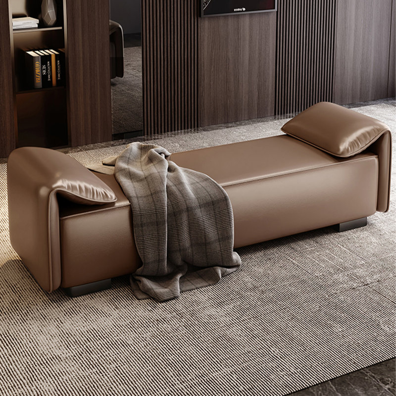 Banc avec revêtement, Brun,  H 16,93 po x l 70,87 po x P 19,69 po