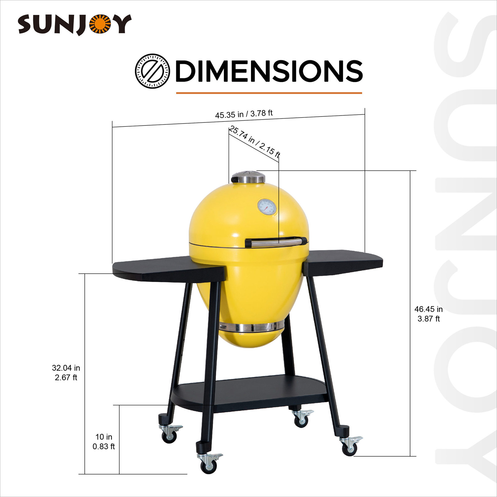 Charcoal Grill 20-Inch Kamado Grill Outdoor Egg Grill with Pizza Stone, Ultimate BBQ Grill and Smoke, Yellow