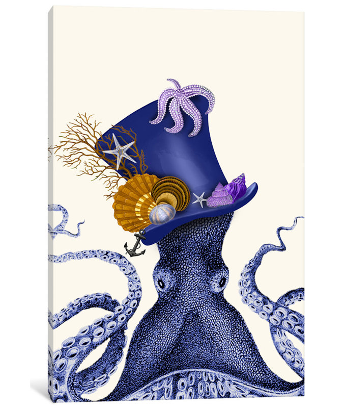 « octopus nautique hat », impression sur toile tendue, H 18 po x l 12 po x P 1,5 po