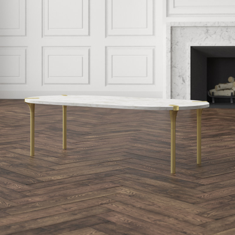Sereno Marble Coffee Table, Polished Gold