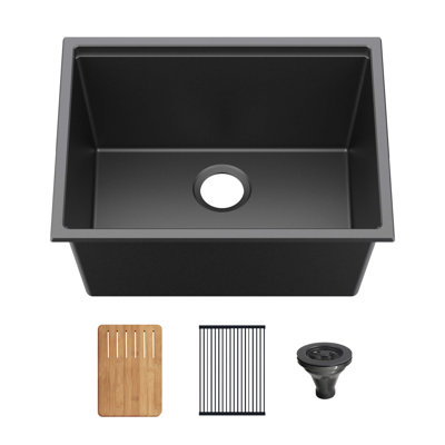 25'' L Undermount Single Bowl Quartz Composite Kitchen Sink