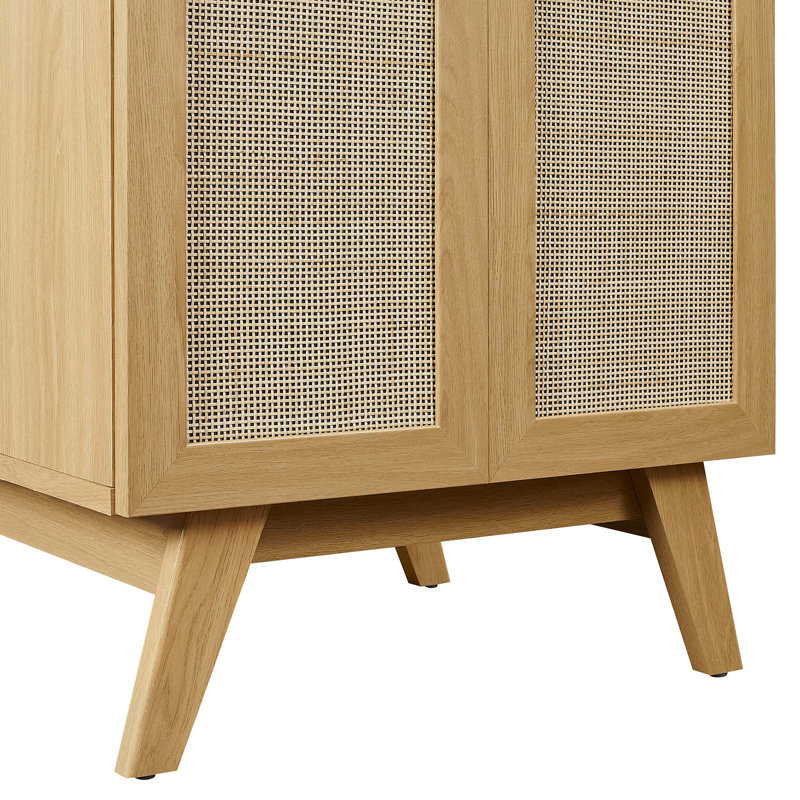 Soma 24" Oak and White Freestanding Bathroom Vanity with Rattan Detail