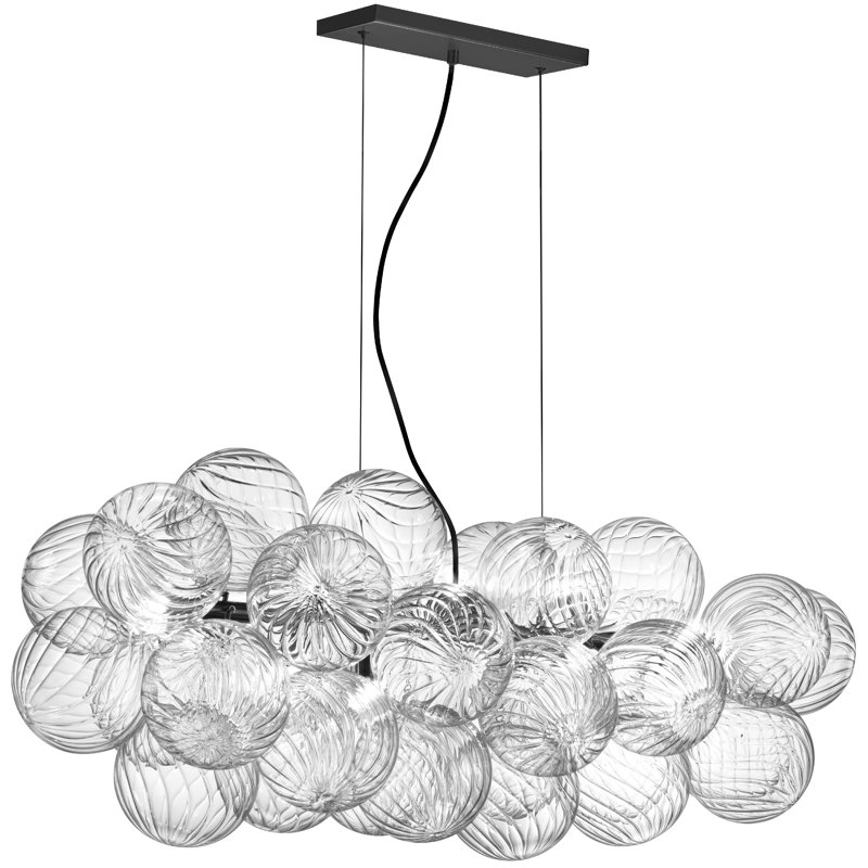 Charlize 10 Light Horizontal Pendant - Clear Spiral Glass, Matte Black