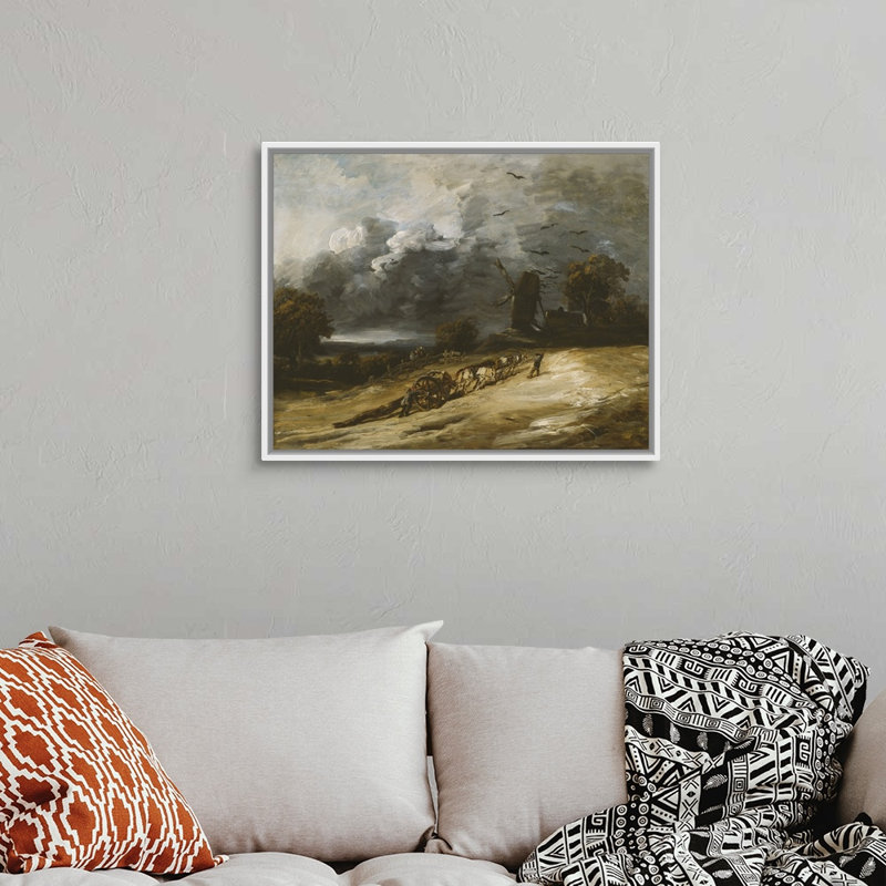 «The Storm, 1814-30» par Georges Michel - reproduction d'art sur toile, H 26 po x l 32 po x P 1,75 po, Cadre blanc