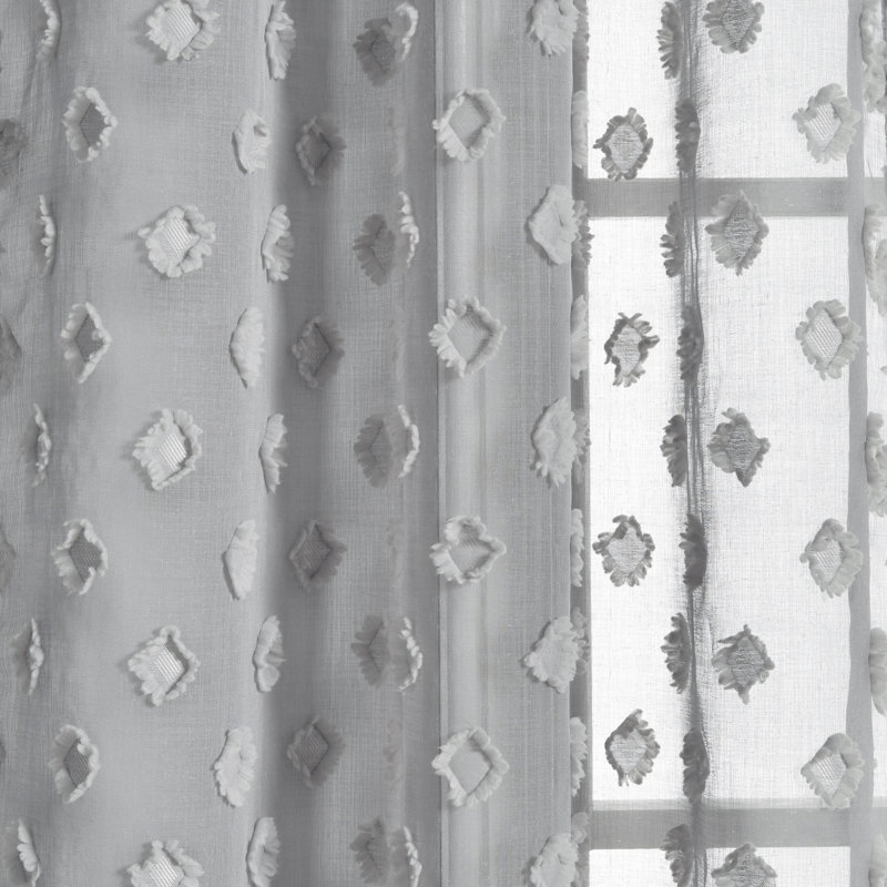 Textured Dot Sheer Sheer Curtain Pair, Gray