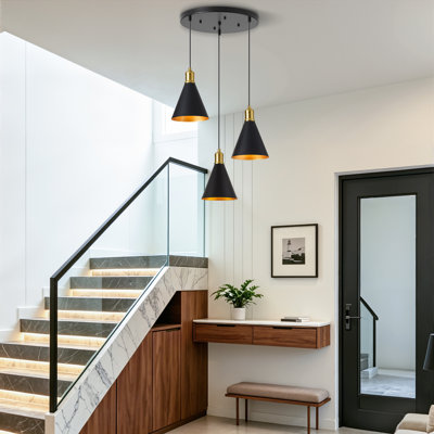 3-Light Pendant Light with Metal Shade for Hallway Dining Room