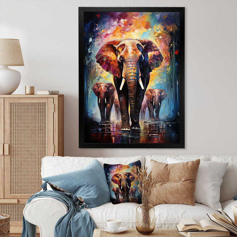 «Darriel Thailande Elephant Parade I», reproduction sur toile, H 40 po x l 30 po x P 1,5 po, Cadre photo noir