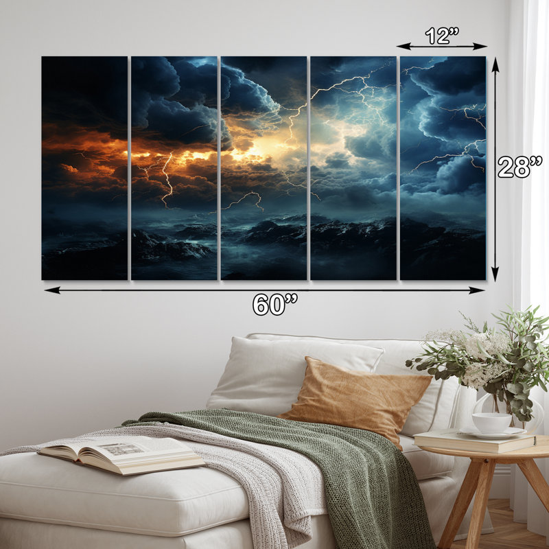 Éclairage orageux sur toile, 5 pièces