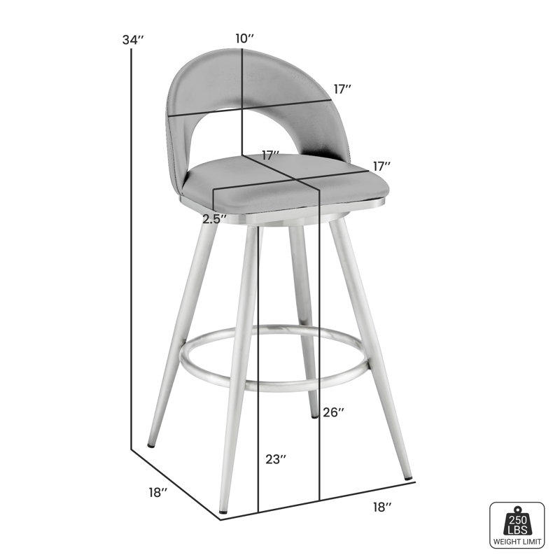 Blaydon Swivel Upholstered Counter Stool with Metal Frame, Black/Gray, Counter Stool (26" Seat Height)