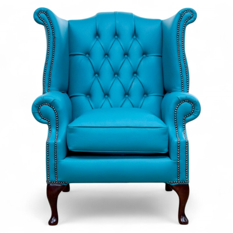 Upholstered Full Grain Leather Wingback Chair