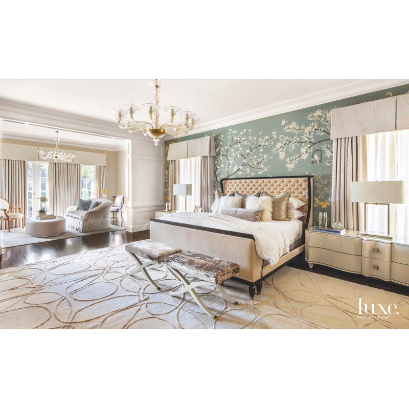 Clover Geometric Hand-Knotted Wool/Silk Beige/Neutral Area Rug, Rectangle 6' x 9', Gray