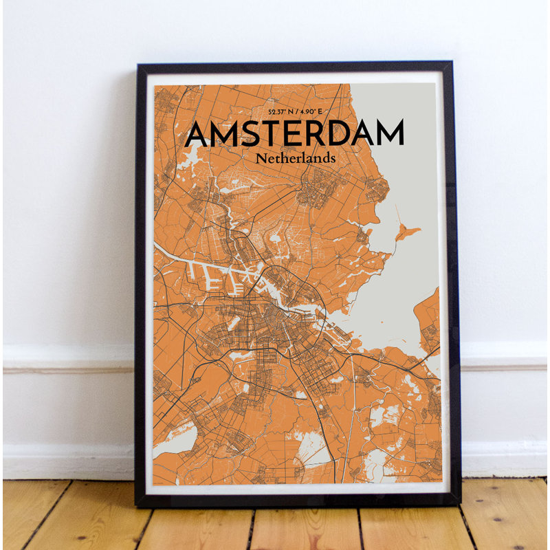 Amsterdam City Map - No Frame Print, 61cm H x 45.7cm W x 0.1cm D