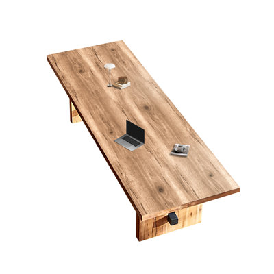 Modern solid wood conference table by Millwood Pines