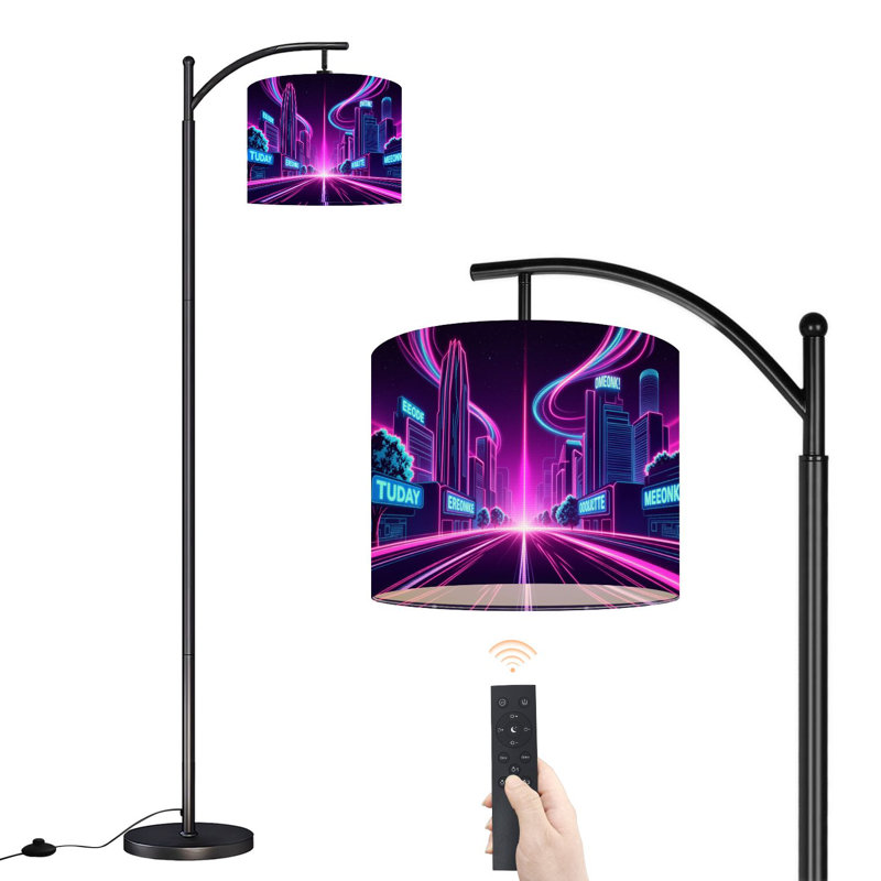 Lampe sur pied à arc avec abat-jour ajustable Lampe sur pied futuriste Neon City