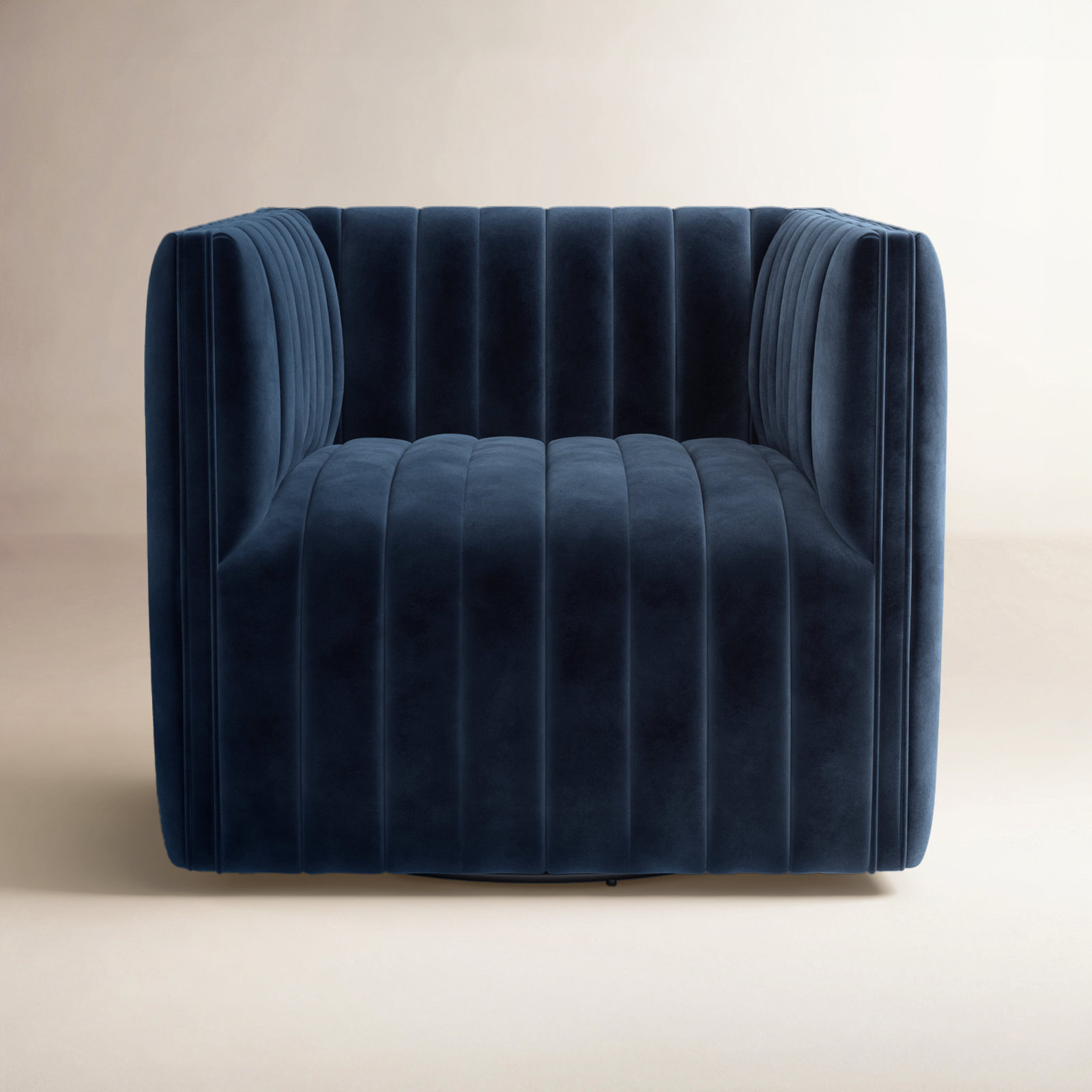 Brandt Upholstered Swivel Armchair, Sapphire Navy Polyester Blend