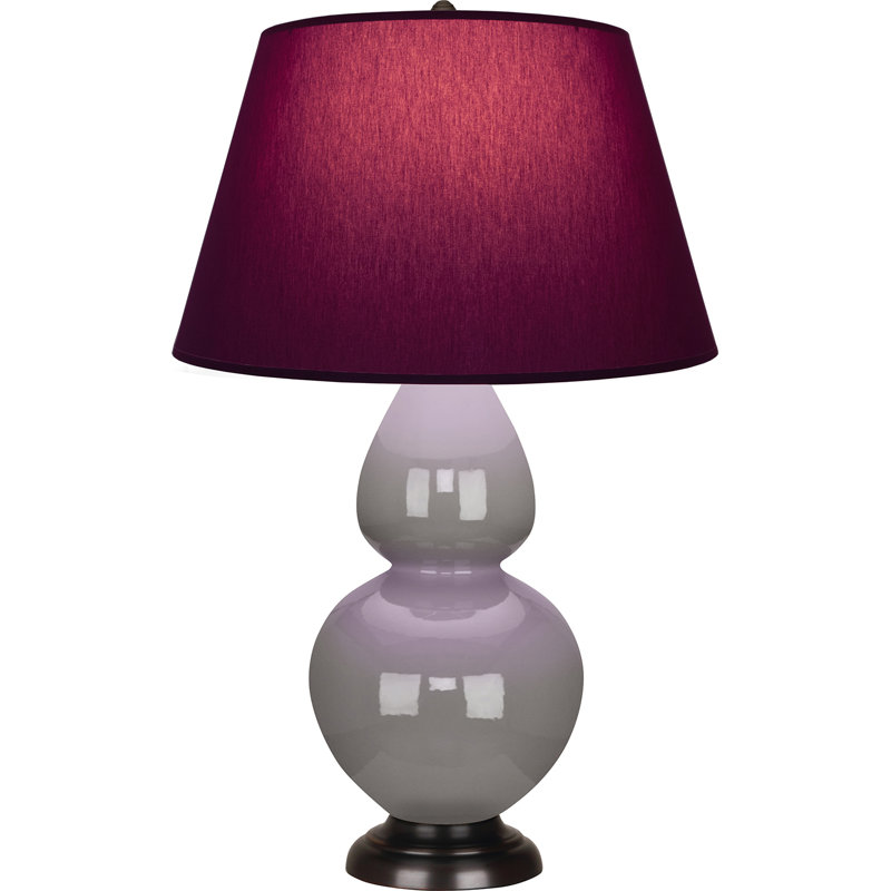 Lampe de table double gourde en céramique, Prune / lavande, Taupe fumé glacé / bronze, Bronze
