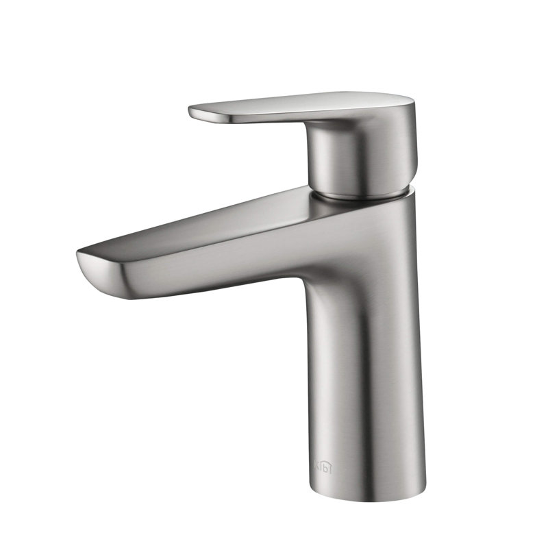 Robinet pour salle de bain à un trou Harmony, Nickel brossé, Avec drain escamotable