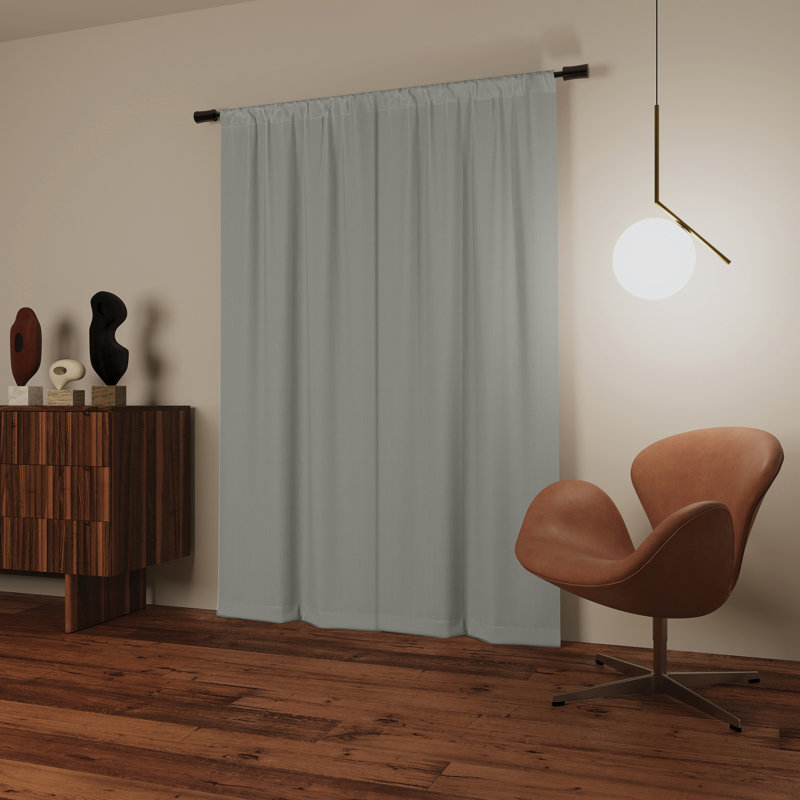 Prescott Herringbone Magnetic Closure 100% Blackout Rod Pocket Curtain Panel, 74" W x 63" L, Ivory