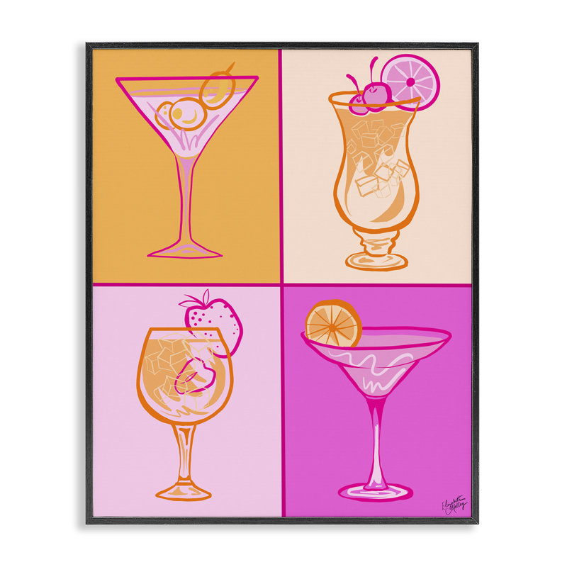 Art de giclée rose et orange par Elizabeth Medley, Giclée encadrée noir minuit, H 20 po x l 16 po